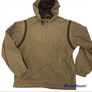 Vintage Brown Windbreaker Quarter zip Hoodie Mens Small Streetwear 90s